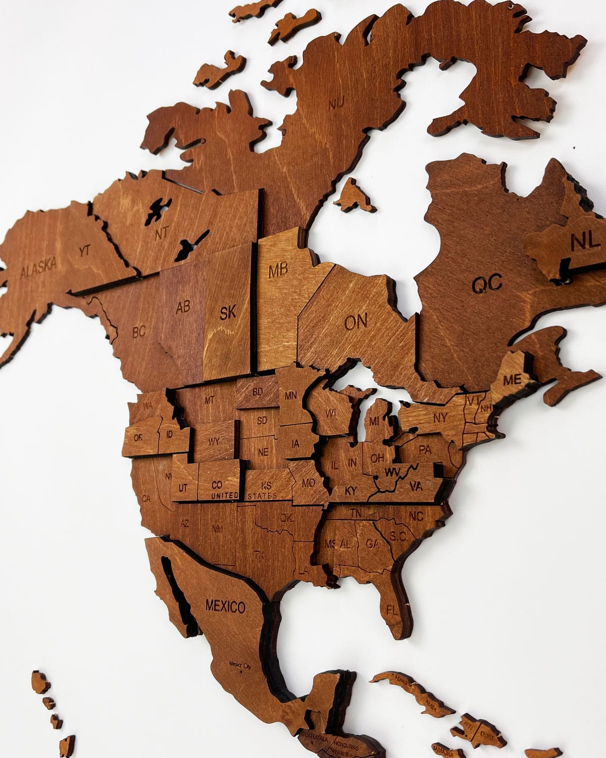 3D Wooden World Map