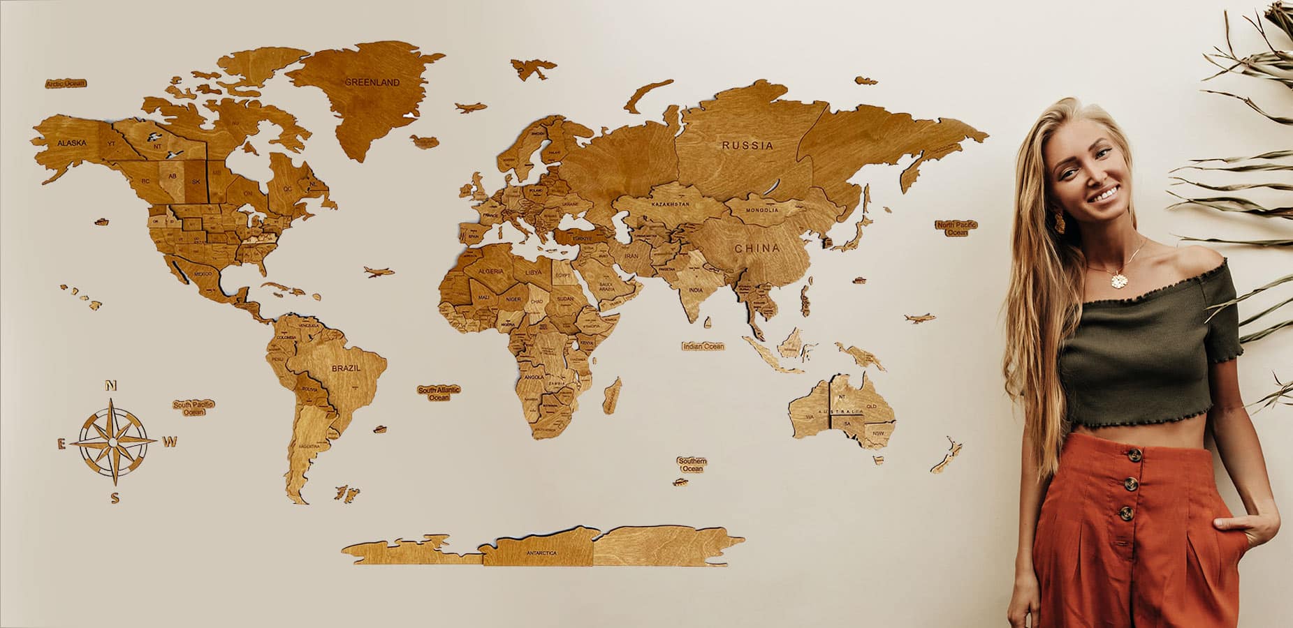 Wooden World Map - Wall Decoration for Home and Office