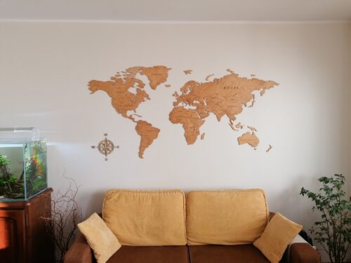 Country Wooden World Map Oak photo review