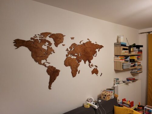Country Wooden World Map Walnut photo review