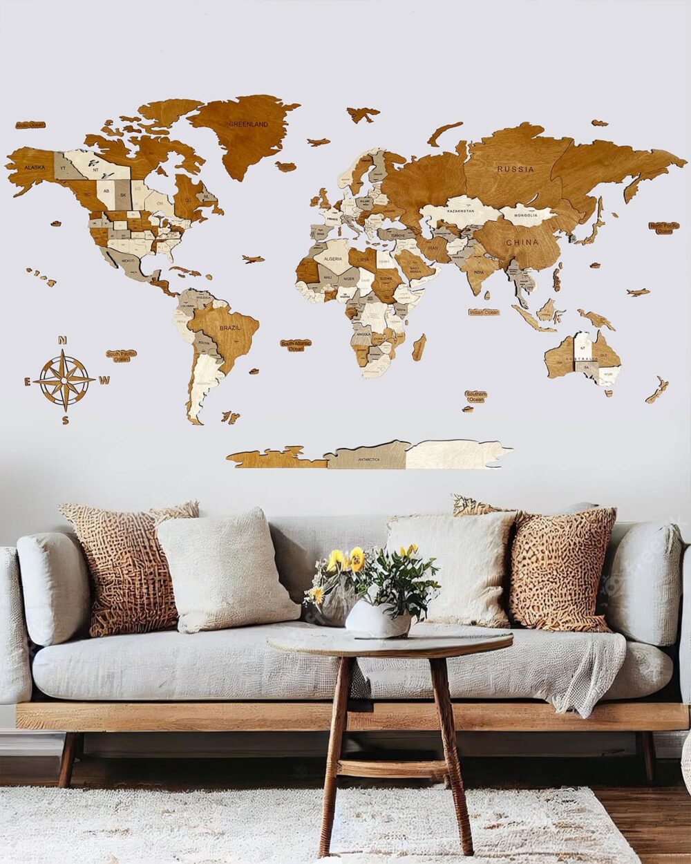 Wooden 3D Wall Map | CREME Birdywing™
