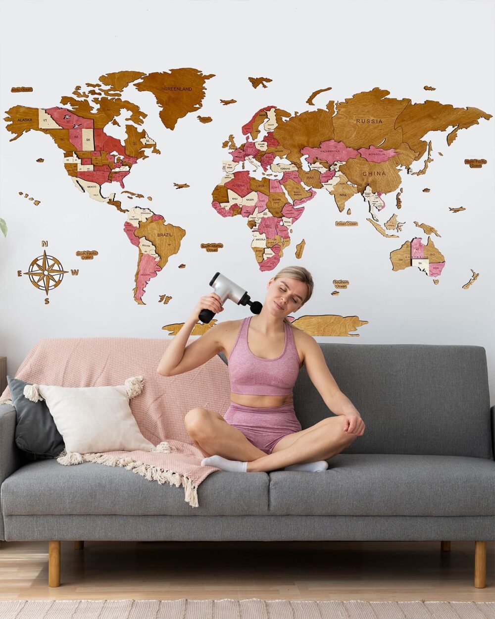 Colorful 3D World Map for wall | PINKY Birdywing™