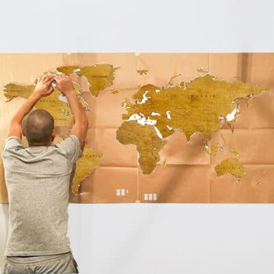 Country Wooden World Map Oak CLASSIC Birdywing™