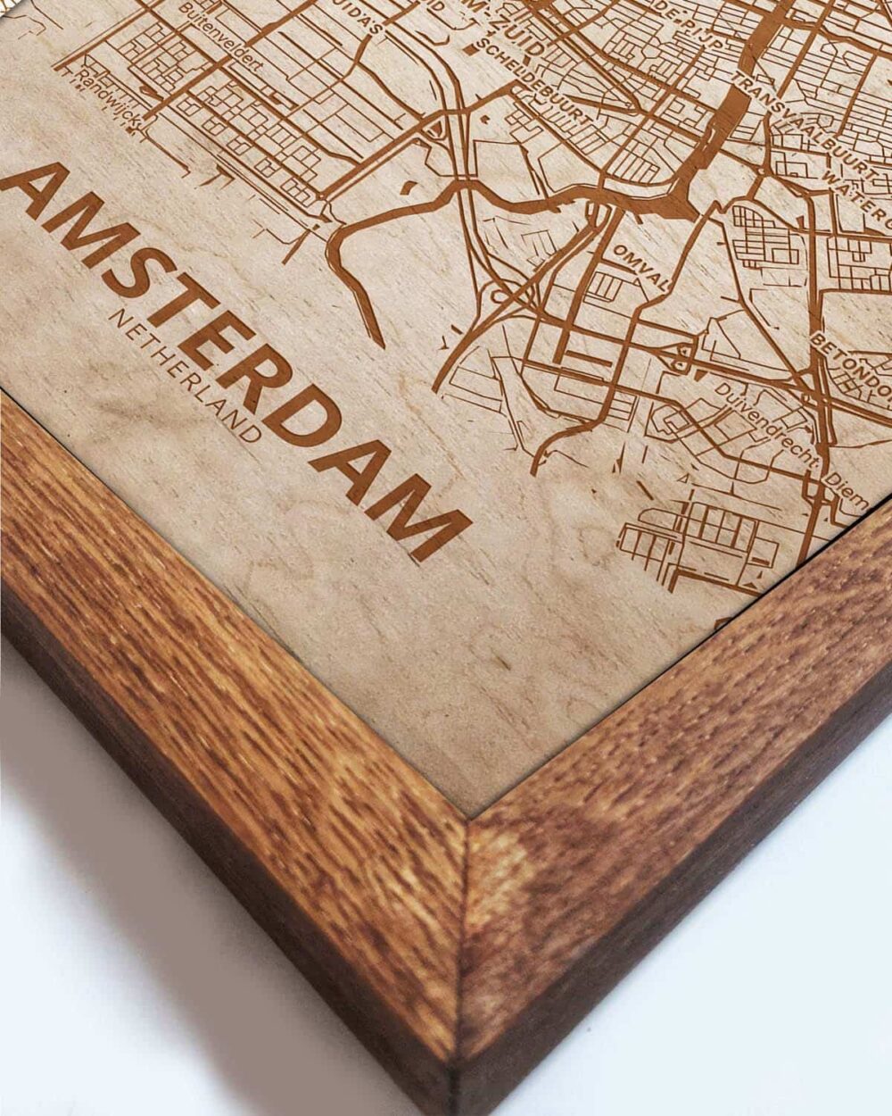 Wooden Street Map of Amsterdam - Urban City Plan 5