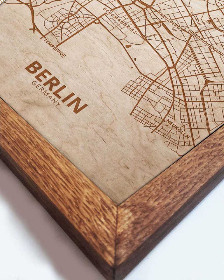 Wooden Street Map of Berlin - Urban City Plan 2