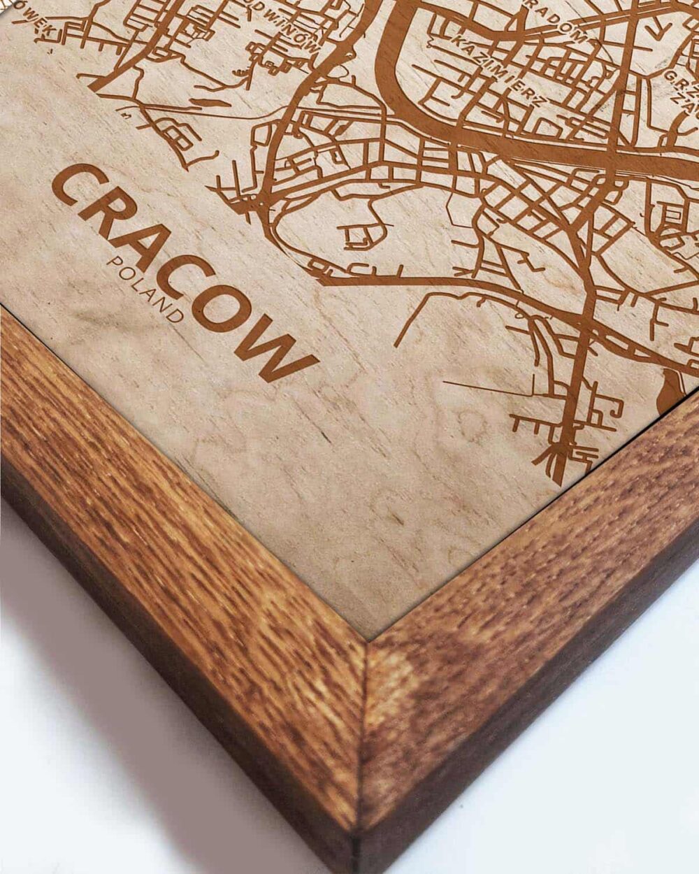 Wooden Street Map of Cracow - Urban City Plan 1