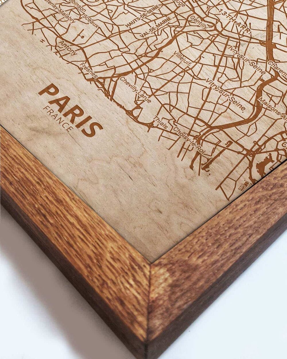 Wooden Street Map of Paris - Urban City Plan 1