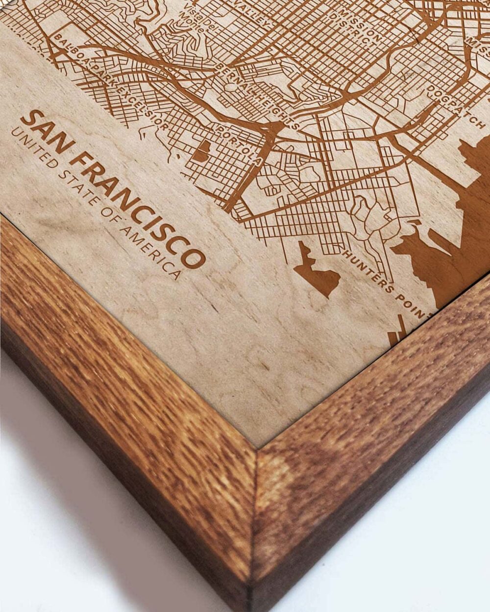 Wooden Street Map of San Francisco- Urban City Plan 2
