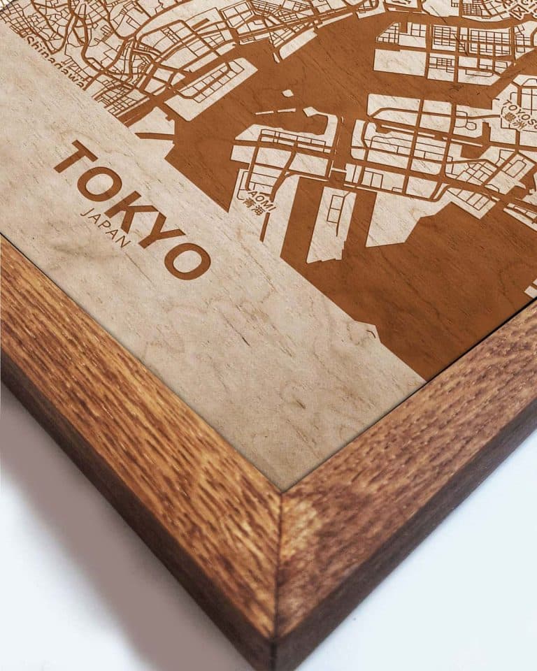 Wooden Street Map of Tokyo - Urban City Plan 1