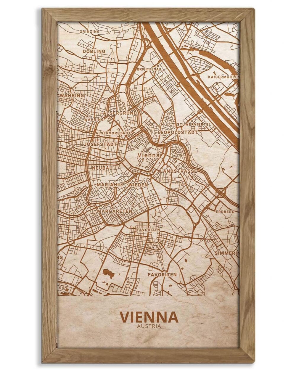 Wooden Street Map of Wien 5
