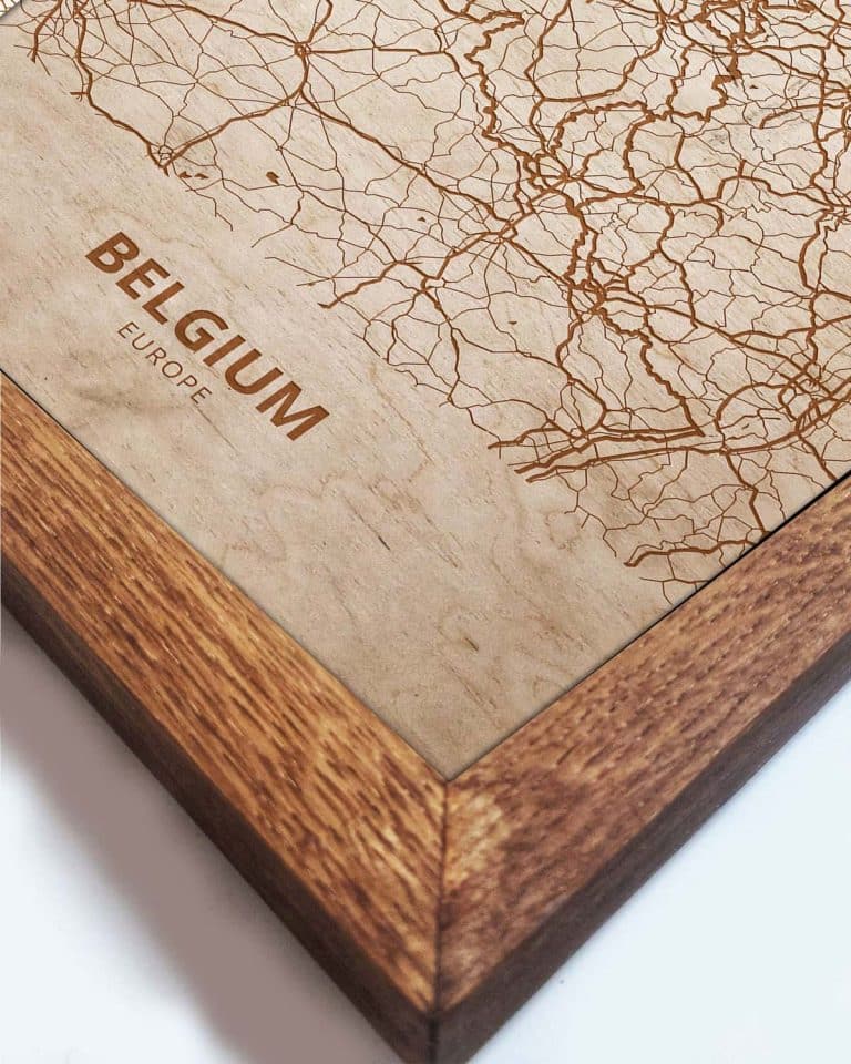 Wooden Map of Belgium, Country Map 2