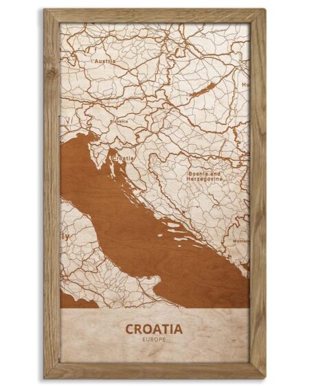 Wooden Map of Croatia, Country Map 1