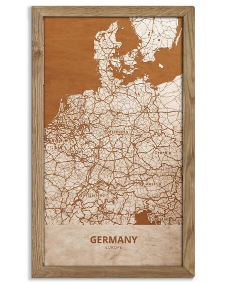Wooden Map of Germany, Country Map 1
