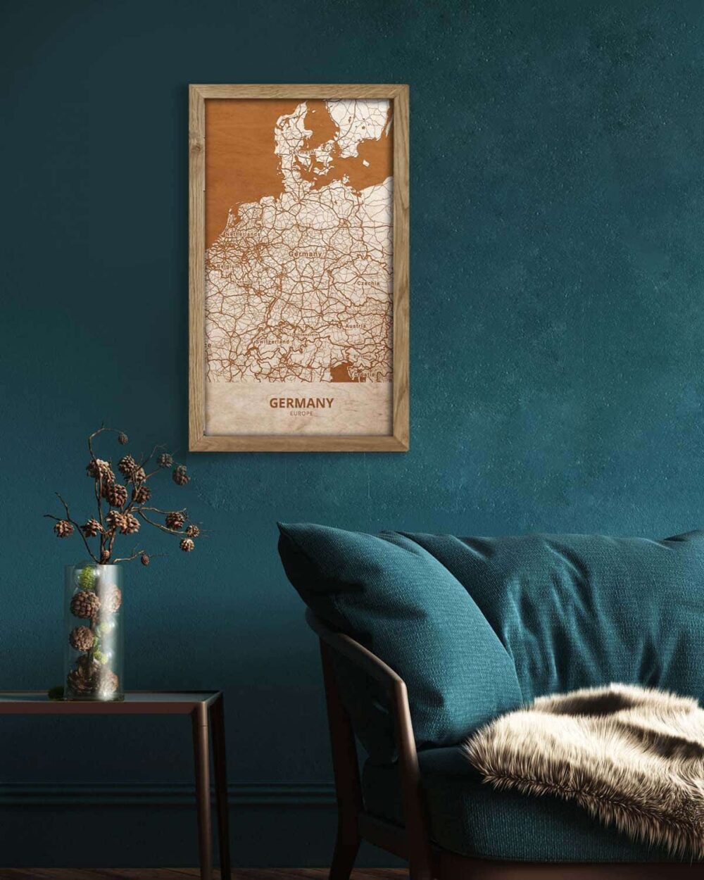 Wooden Map of Germany, Country Map 3