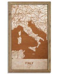 Wooden Map of Italy, Country Map 3