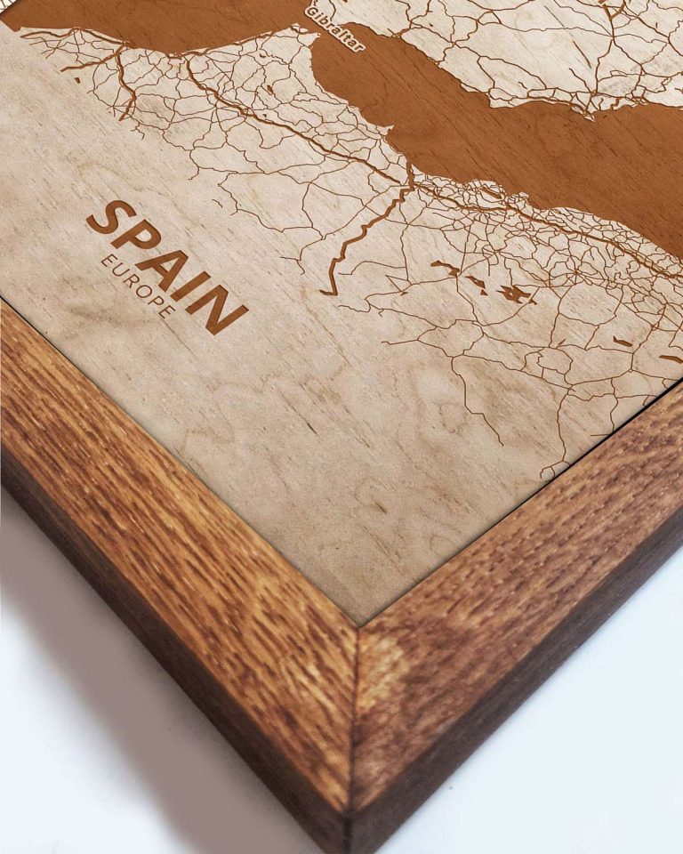 Wooden Map of Spain, Country Map 1