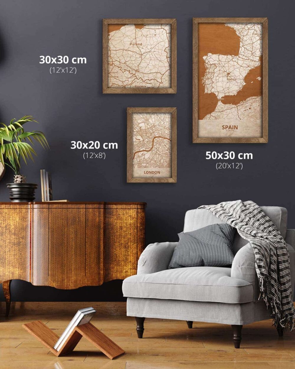Wooden Map of Spain, Country Map 2
