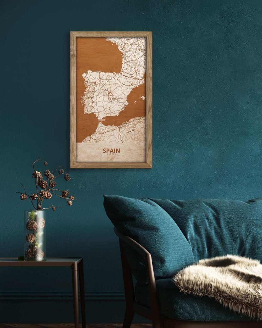 Wooden Map of Spain, Country Map 4