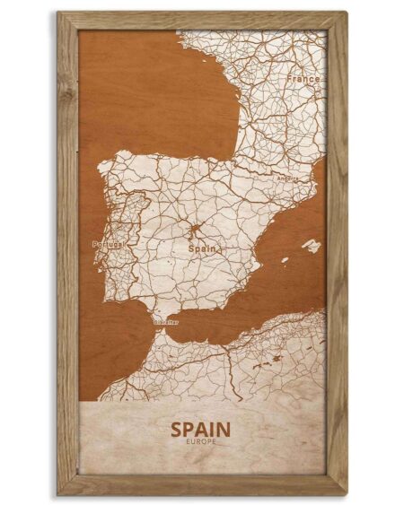 Wooden Map of Spain, Country Map 5
