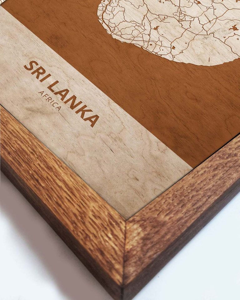Wooden Map of Sri Lanka, Country Map 2
