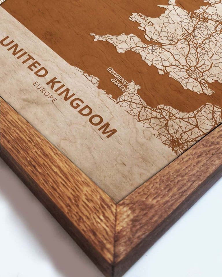 Wooden Map of the United Kingdom, Country Map 1