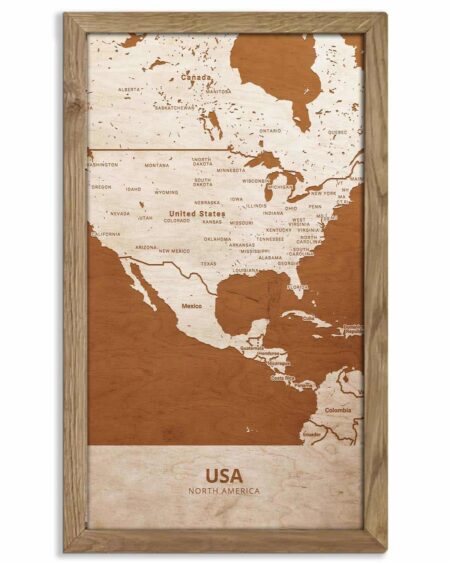 Wooden Map of USA, Country Map 1