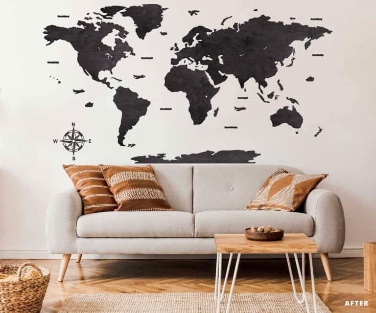 Blank Wooden World Map Wall Art Heban BASIC Birdywing™