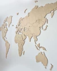 Blank World Map Wooden Large Wall Art Natural 1