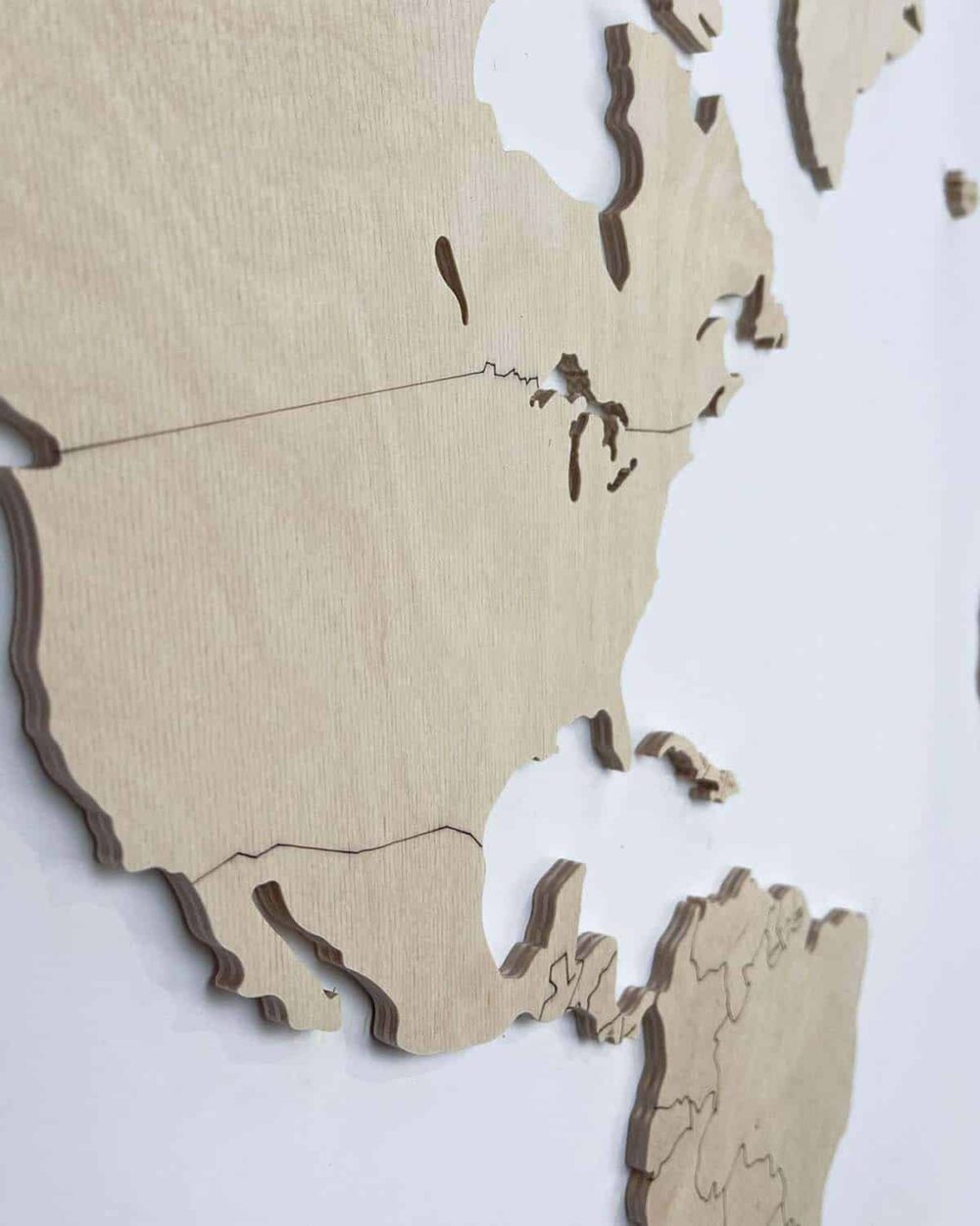 Blank World Map Wooden Large Wall Art Natural 3