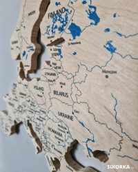 Colored Wooden World Map​ Natural 2