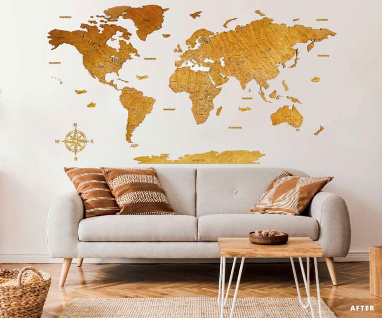 Colored Wooden World Map​ Oak PREMIUM Birdywing™