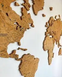 Colored Wooden World Map​ Oak 3