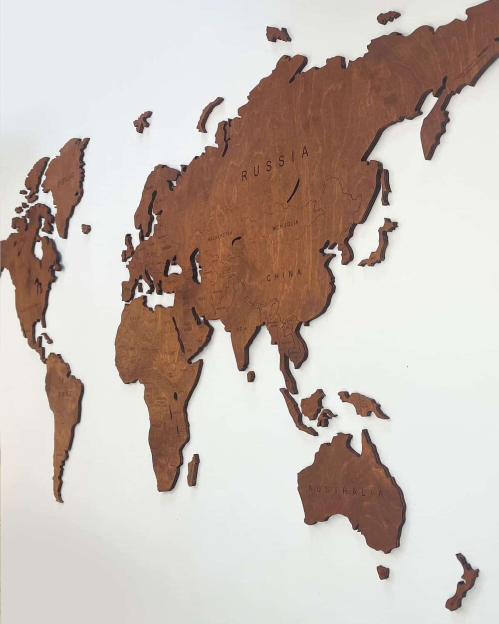 Country Wooden World Map Walnut 6
