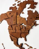 3D Multilayered World Map Rustic Wall Art Walnut
