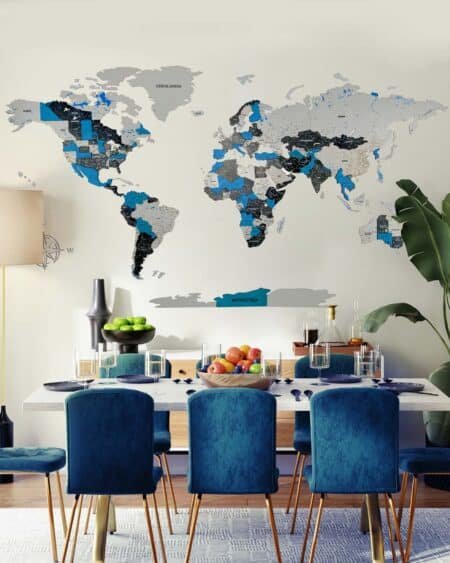 Premium 3d world map made of wood | MIDNIGHT Birdywing®