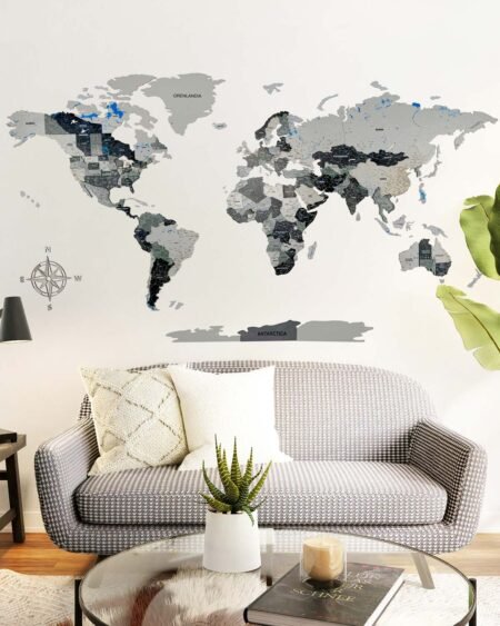 Premium 3d world map made of wood | SHADOW Birdywing®