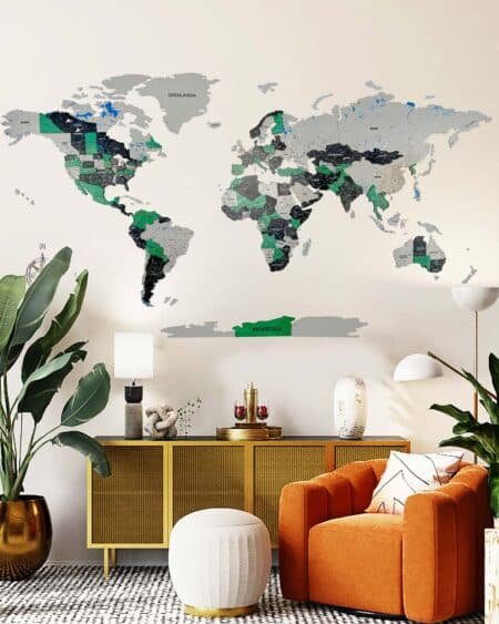 Premium 3d world map made of wood | FOREST Birdywing®