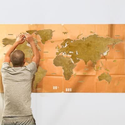 Blank Wooden World Map Wall Decor Oak