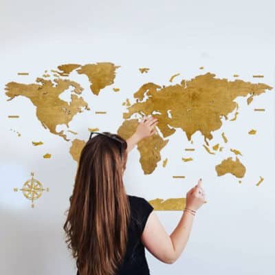 Blank Wooden World Map Wall Decor Oak