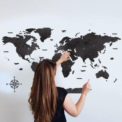 Blank Wooden World Map Wall Art Heban