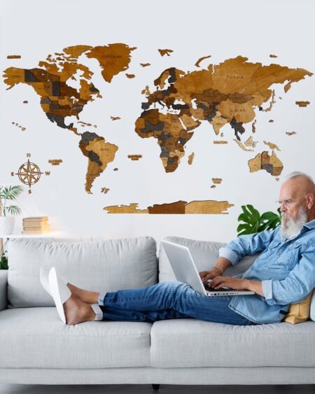 3D world map for wood wall | ESPRESSO