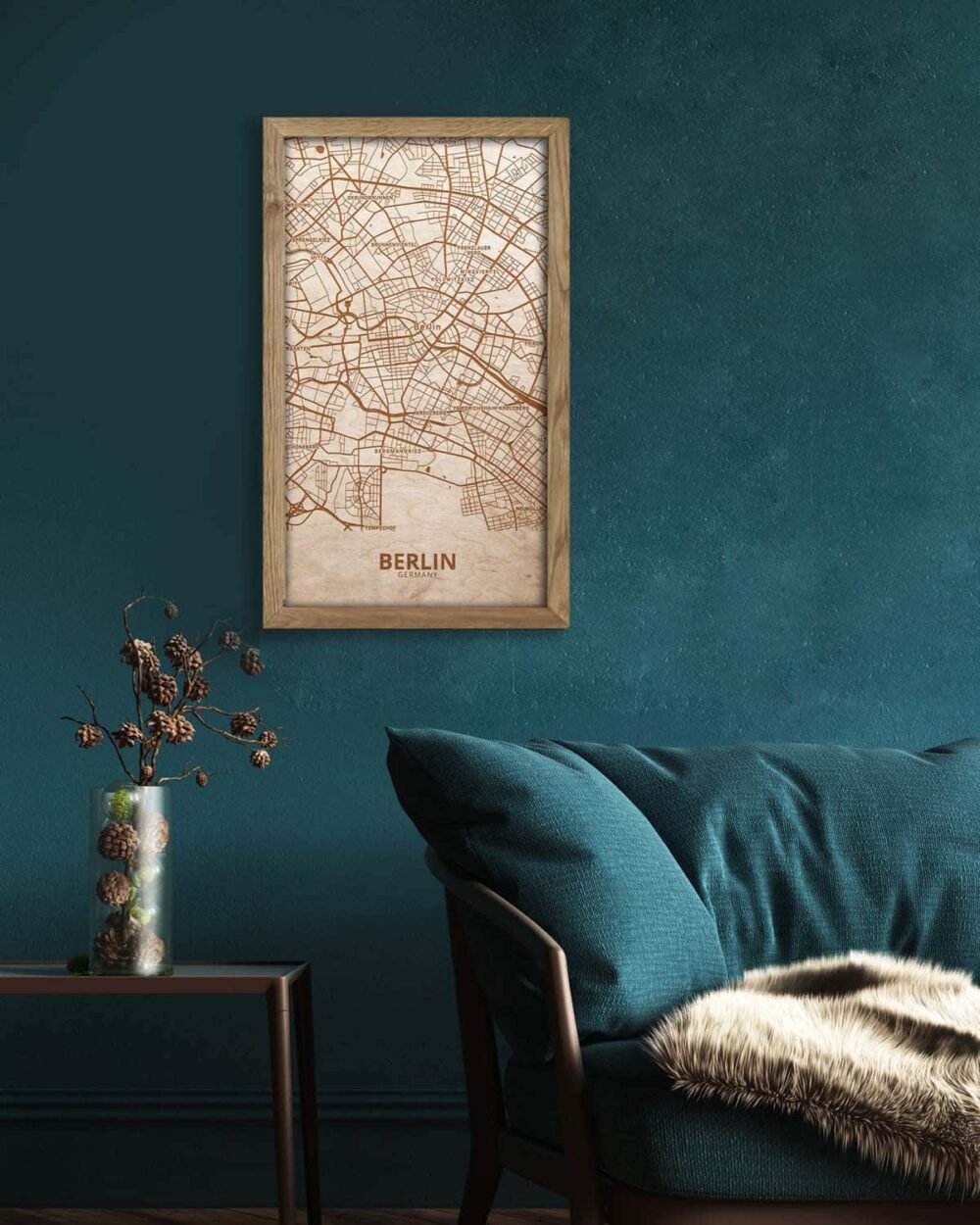 Wooden Street Map of Berlin - Urban City Plan 3