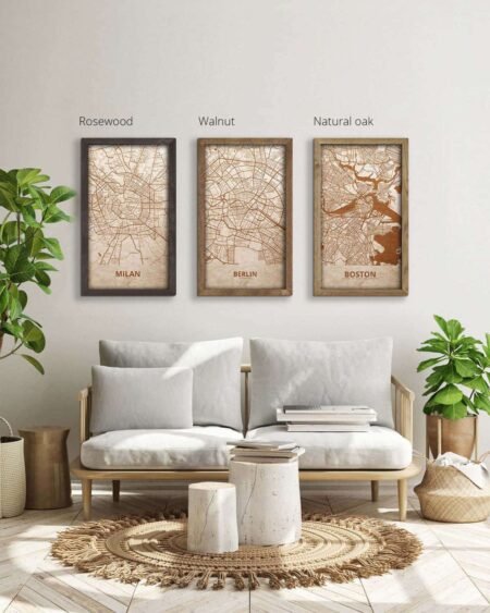 Wooden Street Map of Berlin - Urban City Plan 5