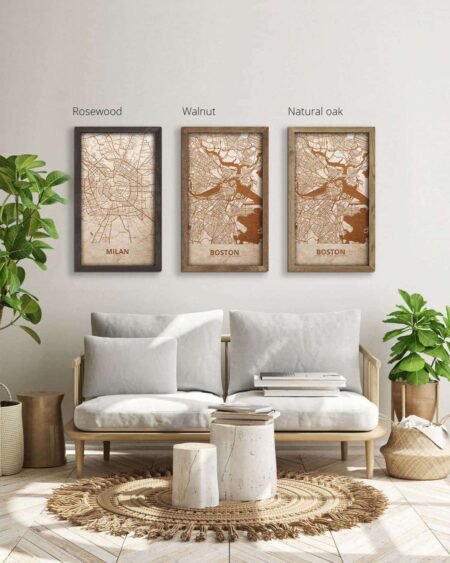 Wooden Street Map of Boston - Urban City Plan 5