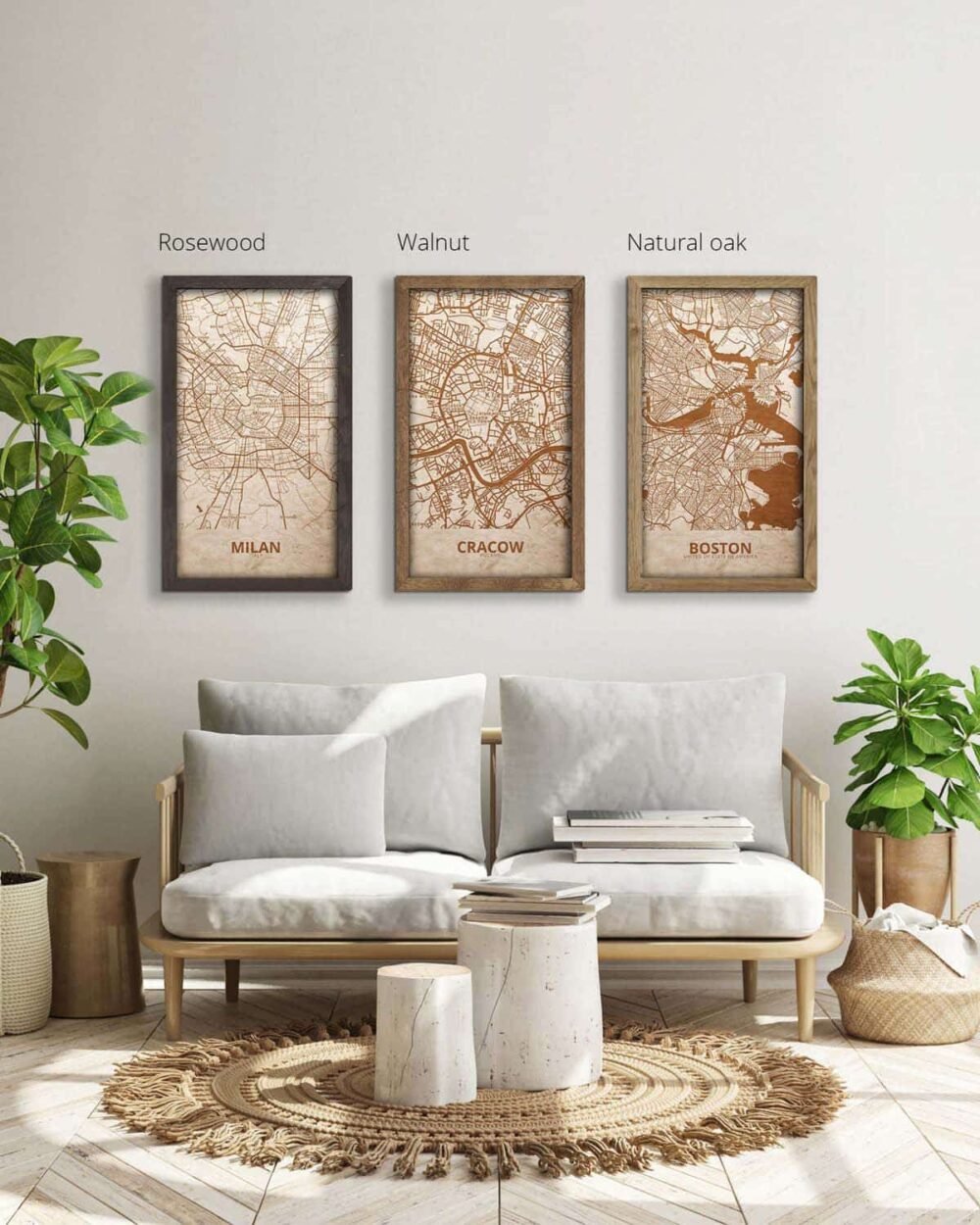 Wooden Street Map of Cracow - Urban City Plan 4