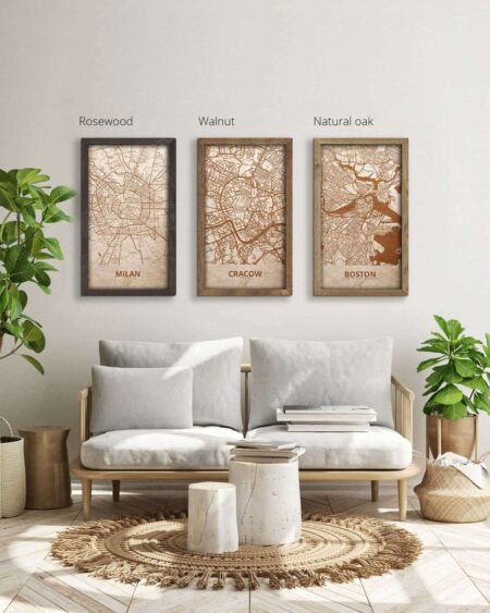 Wooden Street Map of Cracow - Urban City Plan 4