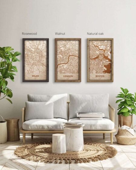 Wooden Street Map of London - Urban City Plan 4