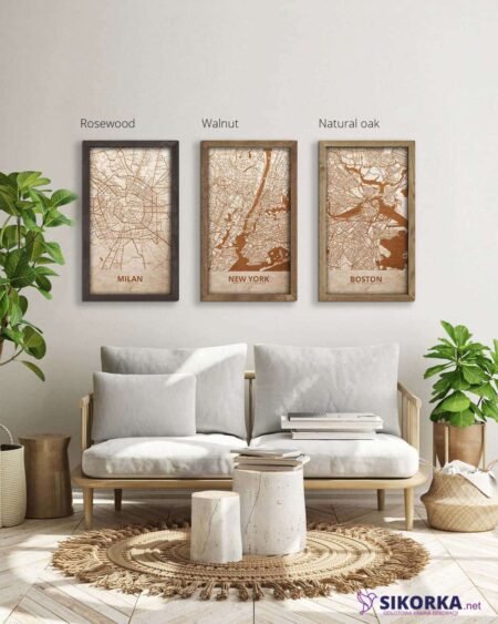 Wooden Street Map of New York - City Urban Plan 4