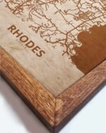 Wooden Street Map of Rhodoes – Urban City Plan, in an oak frame 2