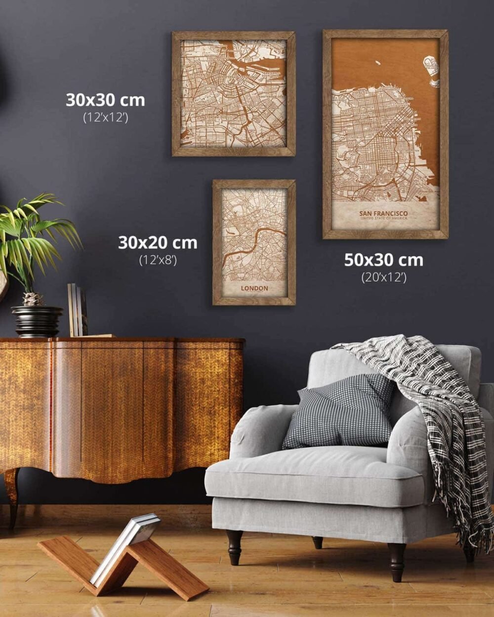 Wooden Street Map of San Francisco- Urban City Plan 4